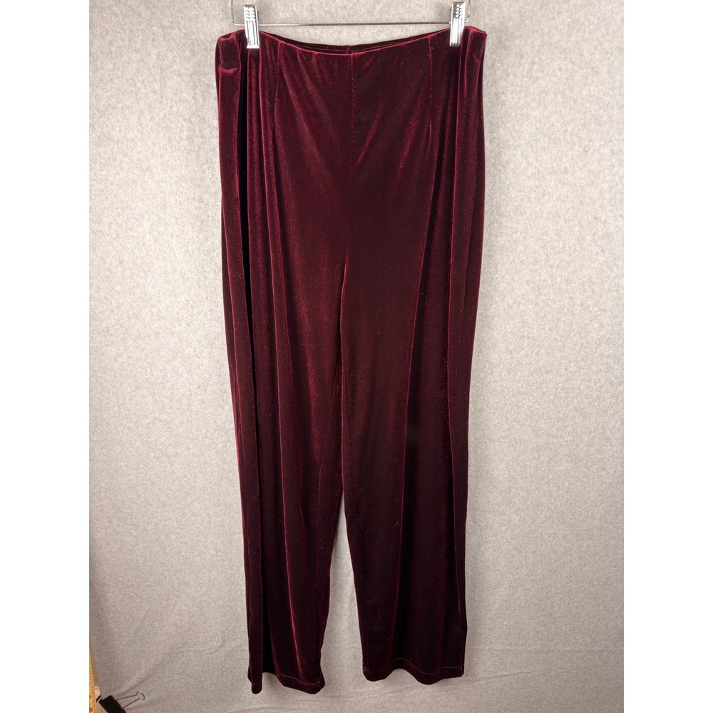 Jaclyn Smith Classic Burgundy Velvet Wide Leg Pants Large Vintage Holiday Wine